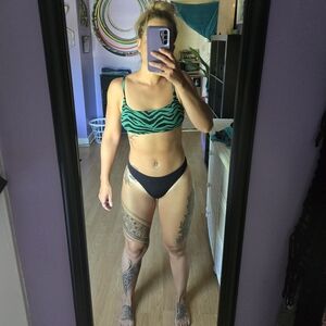 Black and green zebra print bikini size small Xhilaration brand